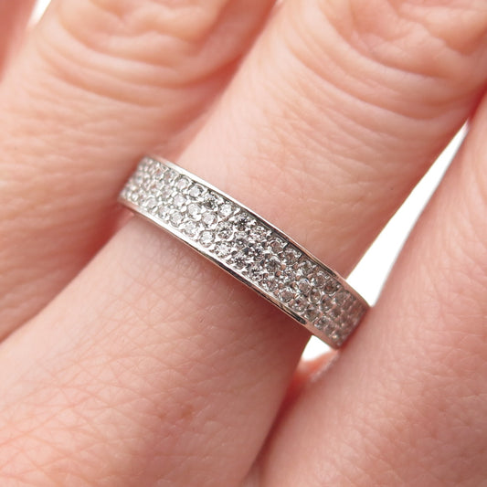 925 Sterling Silver Round-Cut C Z Half Eternity Band Ring Size 6.75