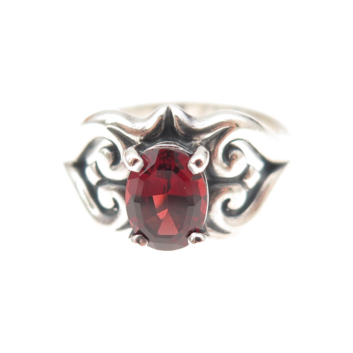 James Avery 925 Sterling Silver Vintage Real Red Garnet Heart Ring Size 7.5