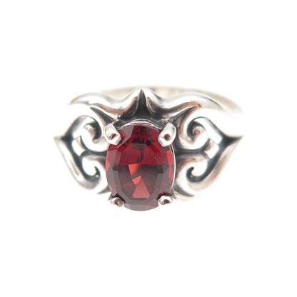 James Avery 925 Sterling Silver Vintage Real Red Garnet Heart Ring Size 7.5