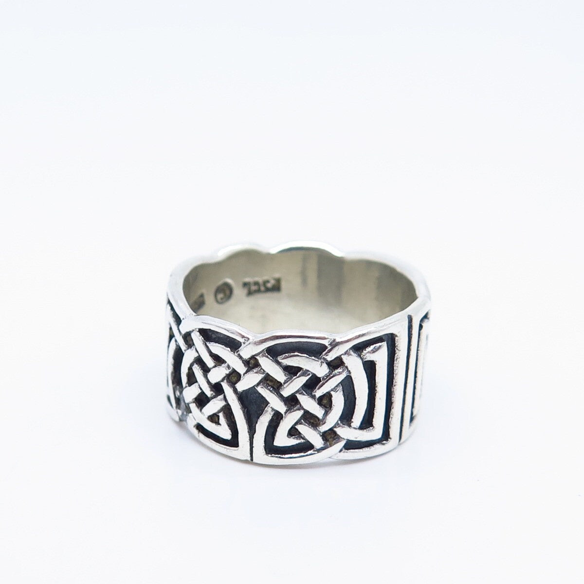 925 Sterling Silver Vintage Peter Stone Celtic Band Ring Size 7.25