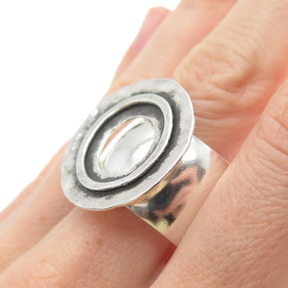 SILPADA 925 Sterling Silver Vintage Modernist Disc Oxidized Ring Size 10.75