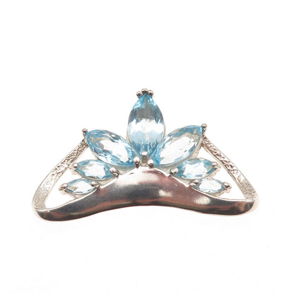 CHATEAU D'ARGENT Sterling Silver Vintage Real Blue Topaz Modernist Slide Pendant