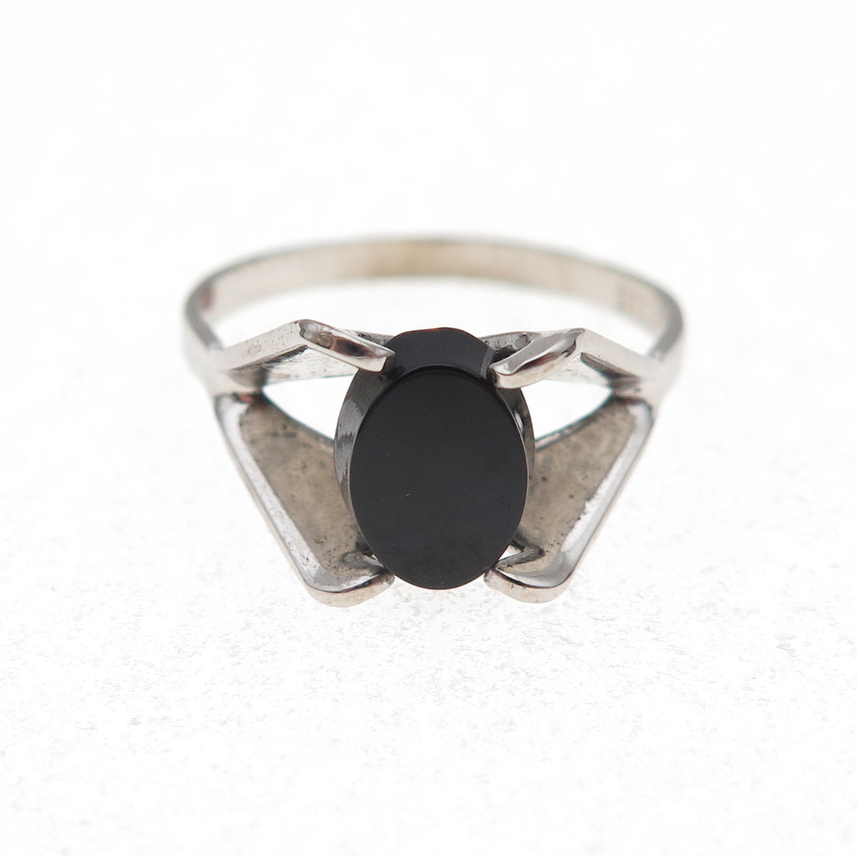 Bar-Tan 925 Sterling Silver Antique Art Deco Real Black Onyx Ring Size 5.75