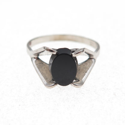 Bar-Tan 925 Sterling Silver Antique Art Deco Real Black Onyx Ring Size 5.75