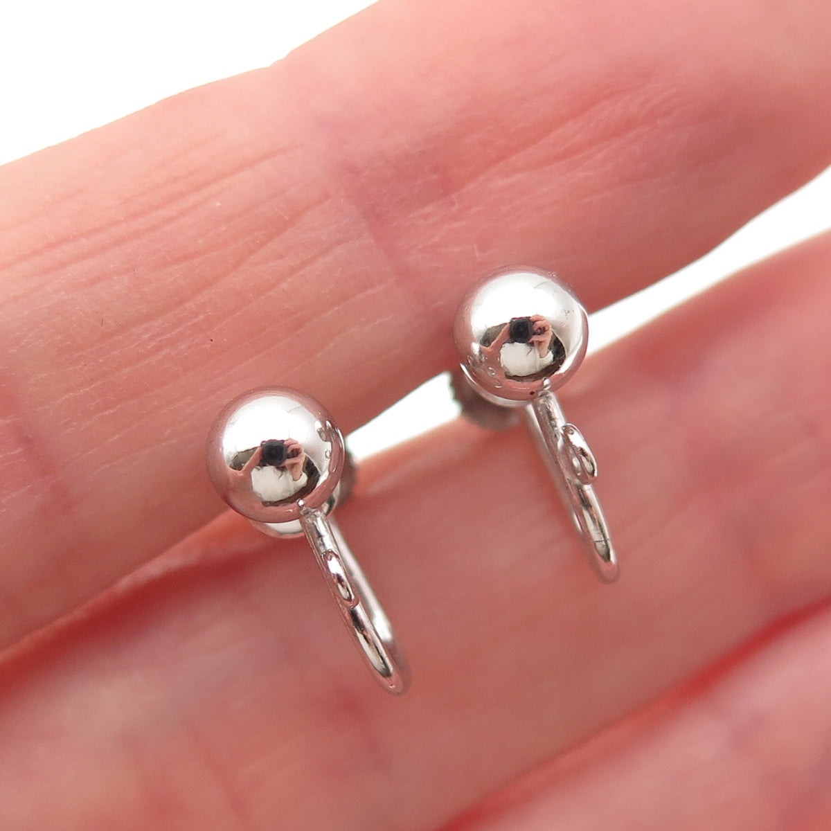 925 Sterling Silver Antique Art Deco Charm Holder Screw Back Earrings