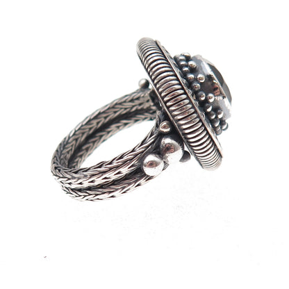 Samuel Benham 925 Sterling Silver Vintage Real Smoky Quartz Oxidized Ring Size 6