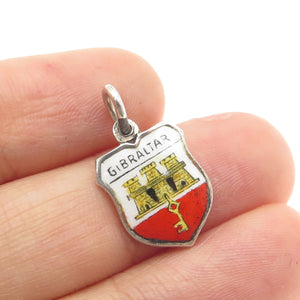 FRITZ REU & CO. 800 Silver Vintage Enamel Gibraltar Minimalist Charm Pendant