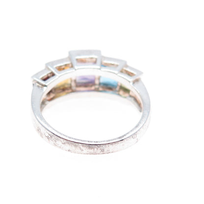 MICHELLE ALBALA 925 Sterling Silver Vintage Real Multi-Gem Ring Size 7.25