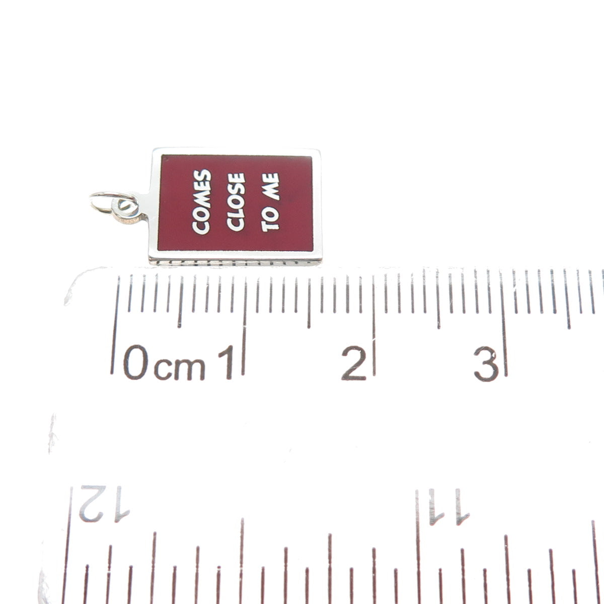 925 Sterling Silver Red Enamel Comes Close To Me Minimalist Charm Pendant