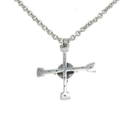 925 Sterling Silver 14K Gold Vintage Real Tourmaline Cross Chain Necklace 16"