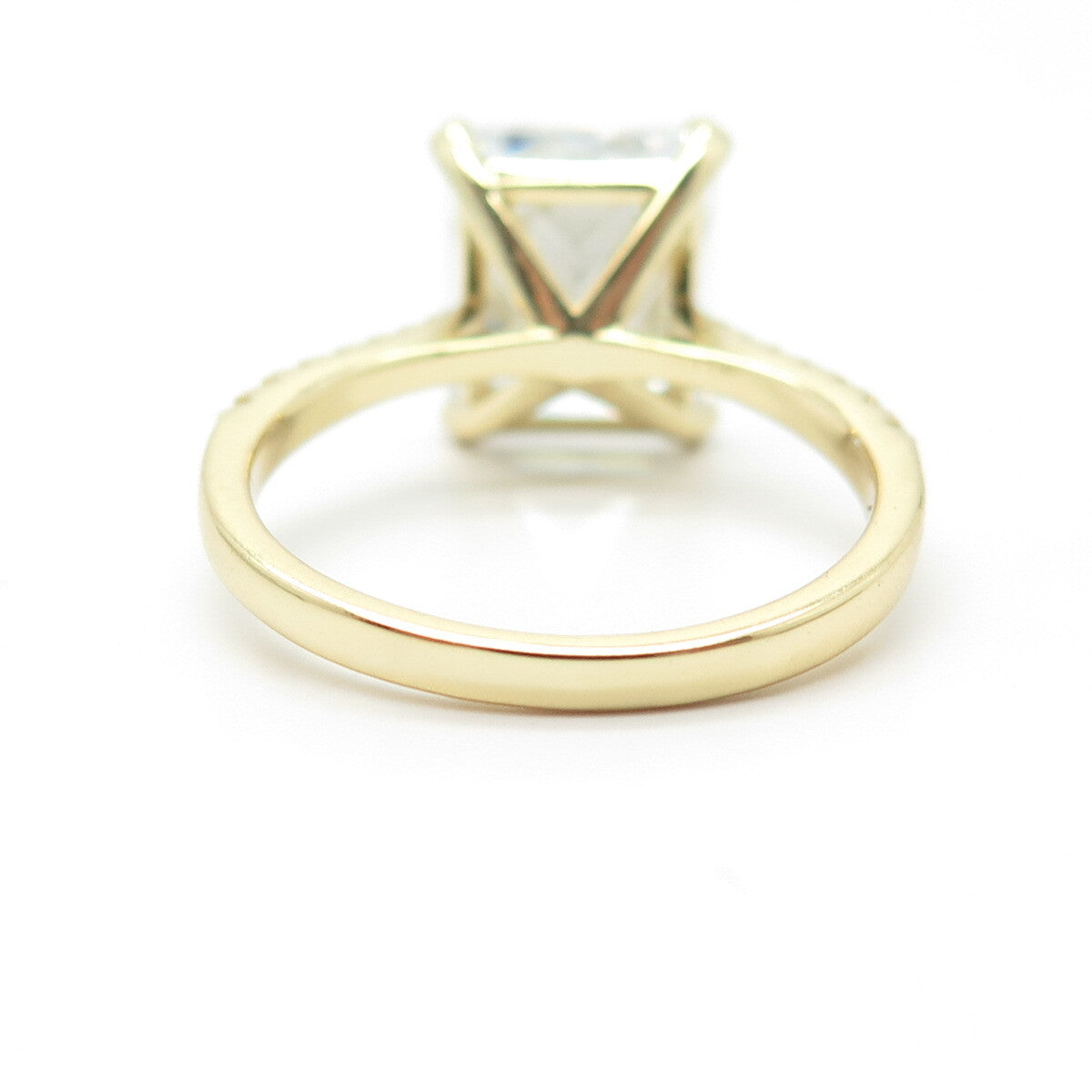 925 Sterling Silver Gold Plated Emerald-Cut C Z Ring Size 9