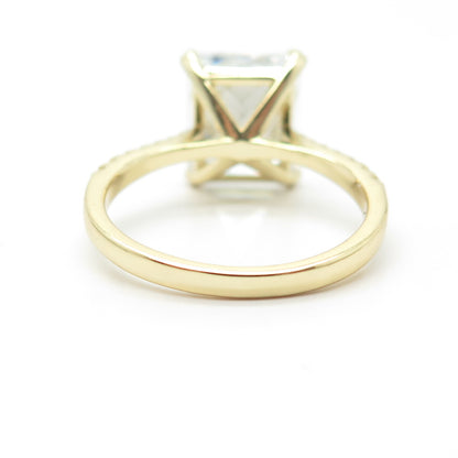 925 Sterling Silver Gold Plated Emerald-Cut C Z Ring Size 9