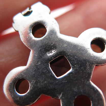 925 Sterling Silver Vintage Real Iolite Peridot & Red Garnet Cross Charm Pendant
