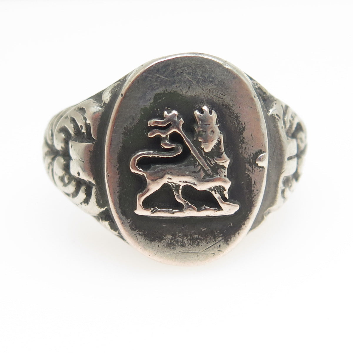 925 Sterling Silver Vintage Lion of Judah Dome Ring Size 11.25