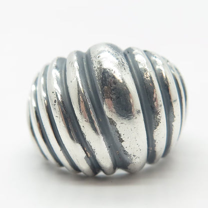 925 Sterling Silver Vintage Ribbed Domed Ring Size 6.25
