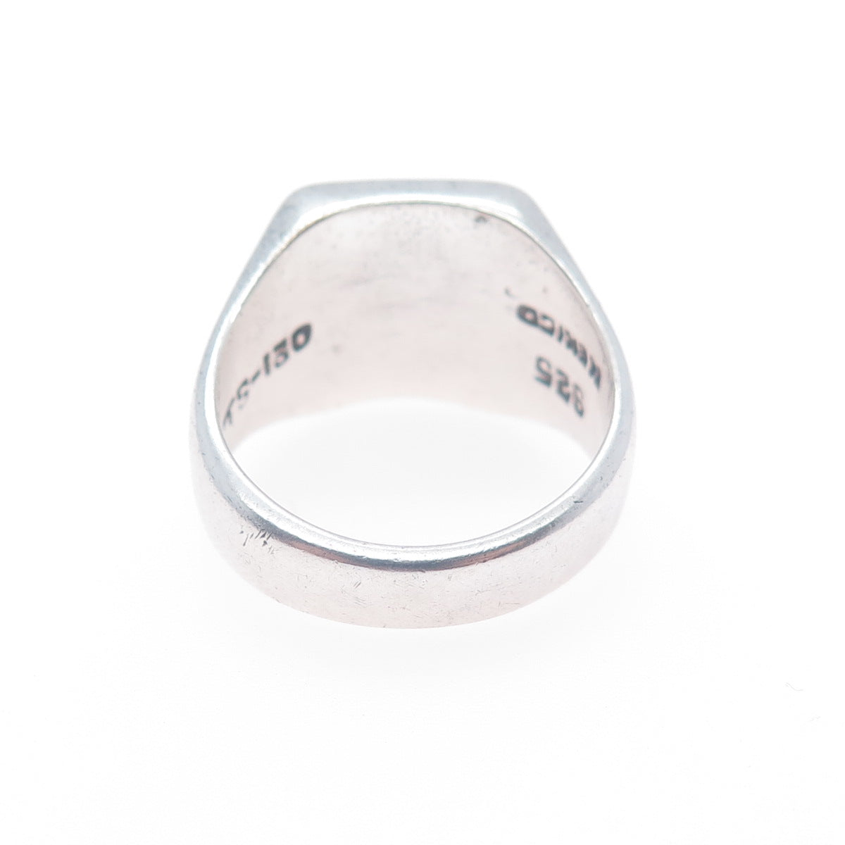 925 Sterling Silver Vintage Mexico Masonic Oxidized Signet Ring Size 9