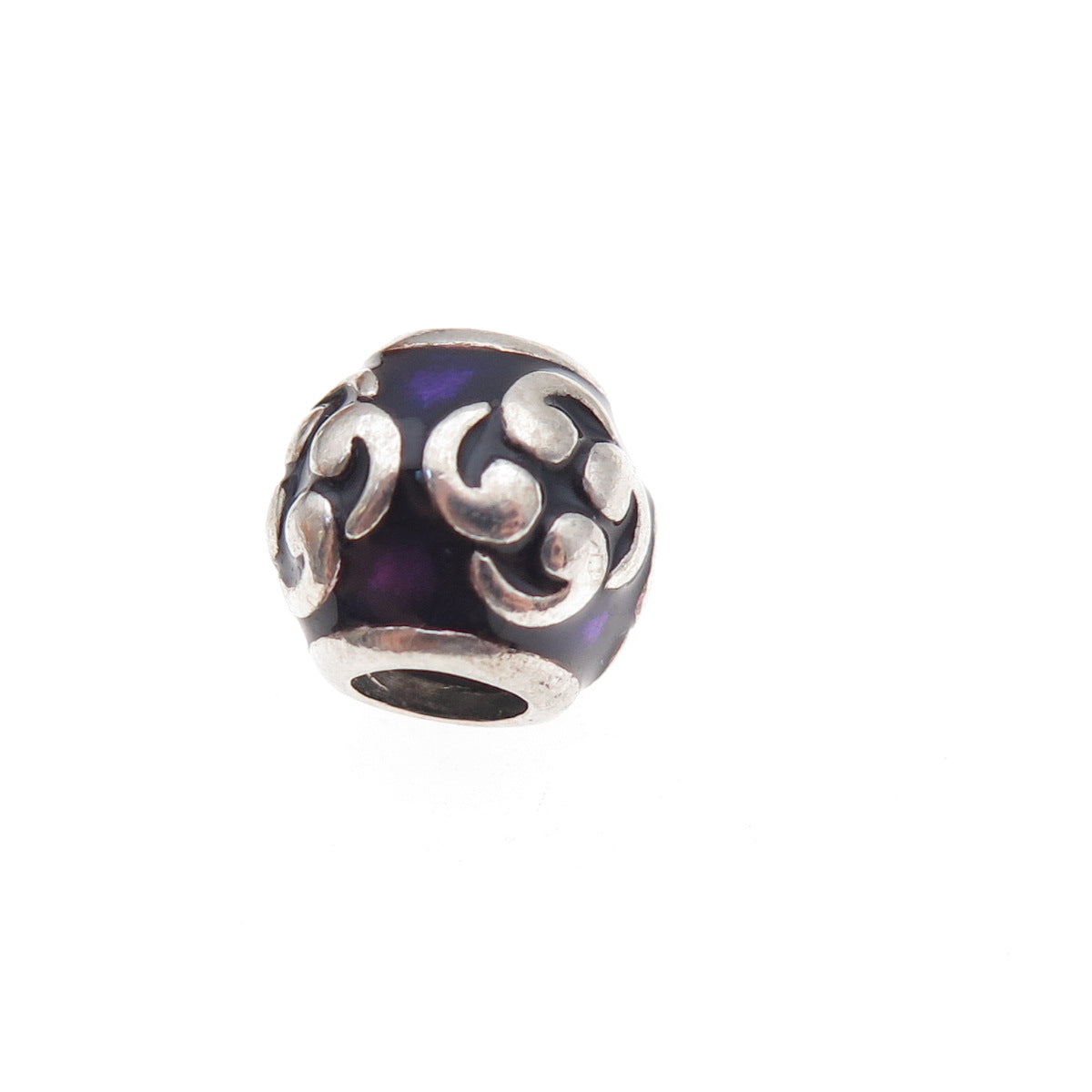 Pandora 925 Sterling Silver Purple Enamel Zen Slide Bead Charm