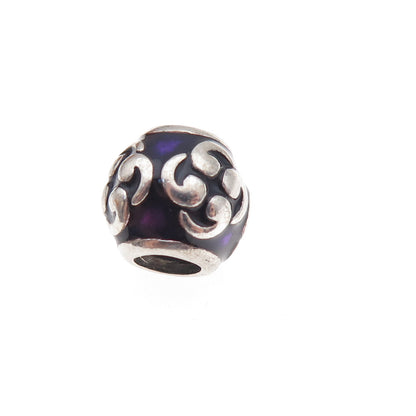 Pandora 925 Sterling Silver Purple Enamel Zen Slide Bead Charm