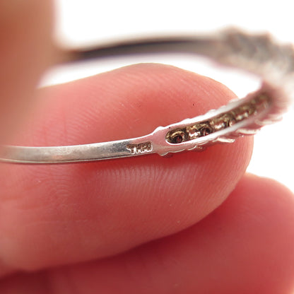 925 Sterling Silver Real Round-Cut Diamond Half Eternity Band Ring Size 10
