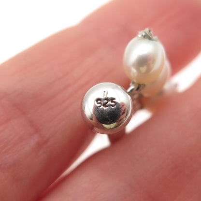 925 Sterling Silver Vintage Real Pearl Bracelet / Necklace Slide Box Lock Clasp