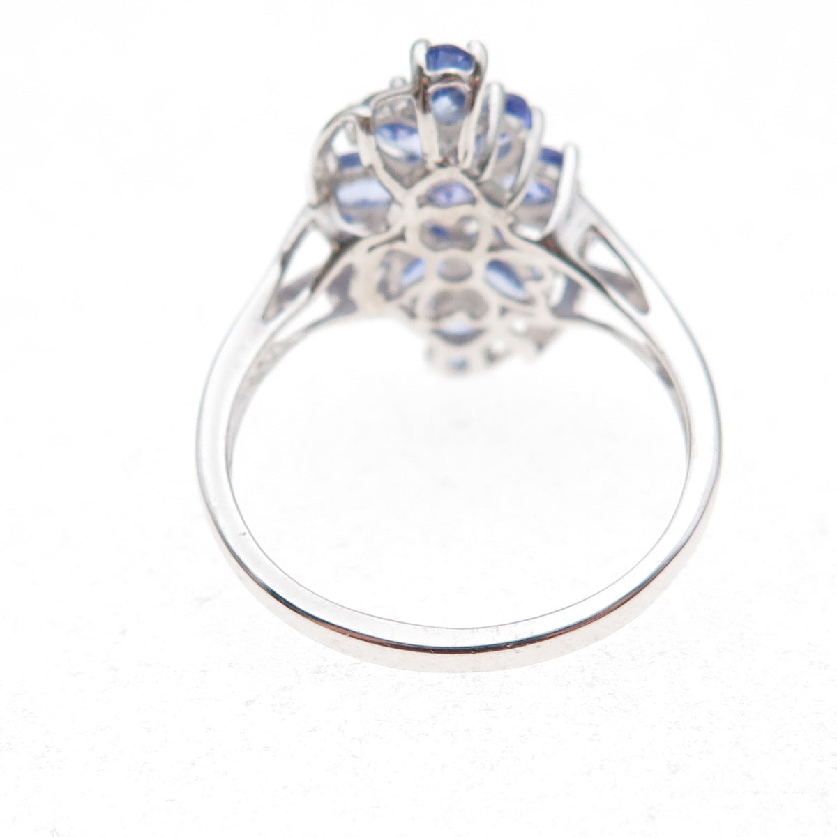 Chuck Clemency 925 Sterling Silver Real Oval & Round-Cut Tanzanite Ring Size 8