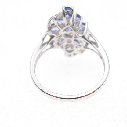 Chuck Clemency 925 Sterling Silver Real Oval & Round-Cut Tanzanite Ring Size 8
