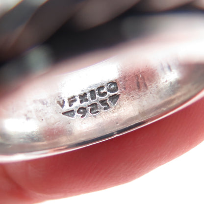 925 Sterling Silver Vintage Mexico Rope Oxidized Rotating Band Ring Size 7.75