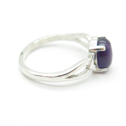 TOMMY LONG 925 Sterling Silver Vintage Real Cabochon Amethyst Ring Size 6.5