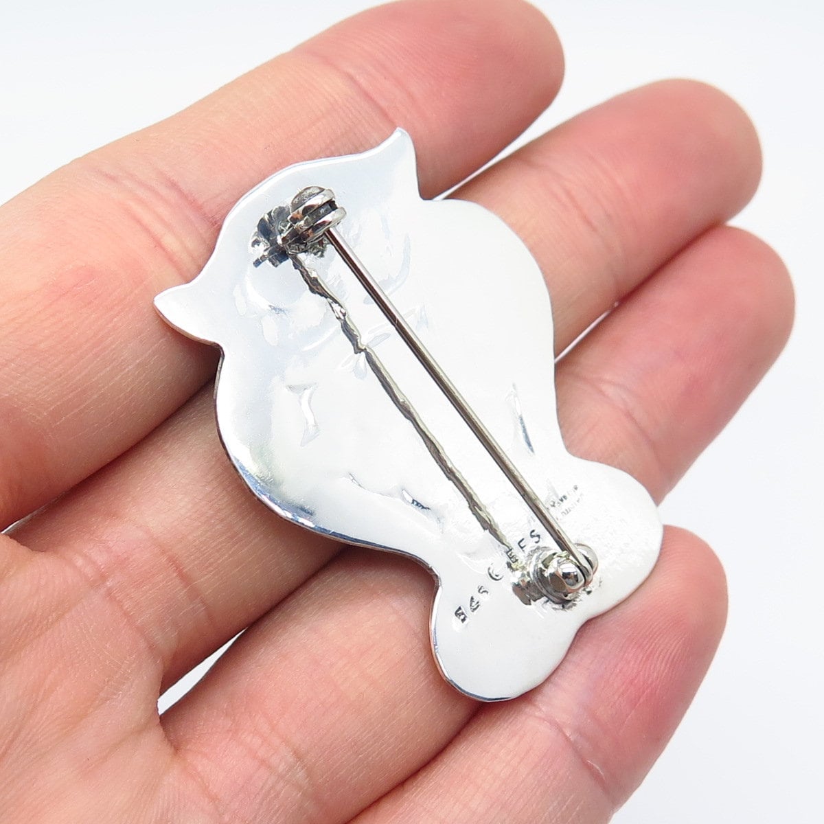 925 Sterling Silver Vintage EFS Wise Owl Pin Brooch