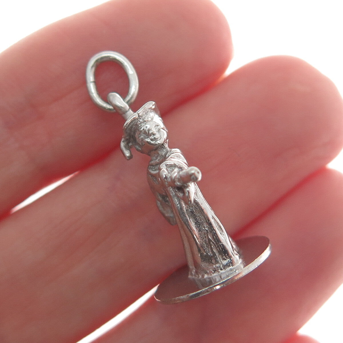 925 Sterling Silver Vintage Graduate Boy Minimalist 3D Charm Pendant