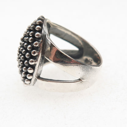 Sidney Evan 925 Sterling Silver Vintage Modernist Dotted Oxidized Ring Size 7.25