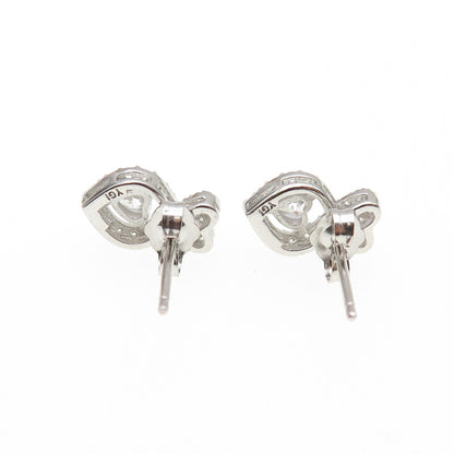925 Sterling Silver Heart & Round-Cut C Z Stud Earrings