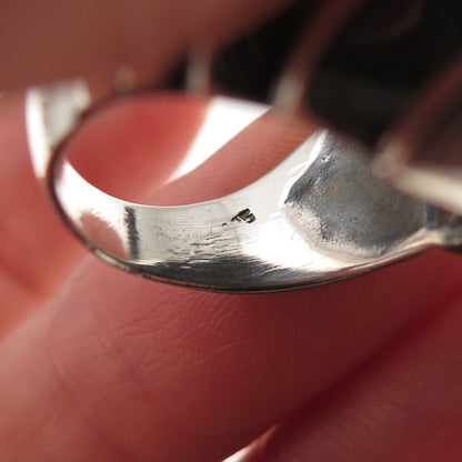 925 Sterling Silver Vintage Modernist Oxidized Ring Size 7.5