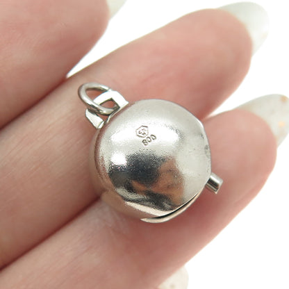 800 Silver Antique Art Deco CHN "Switzerland" Minimalist Bell Charm Pendant