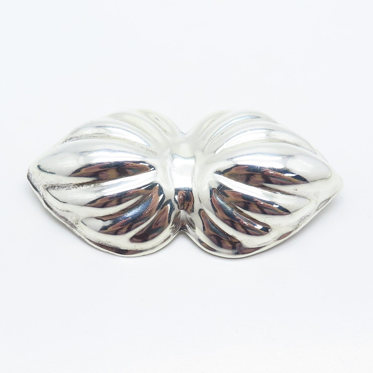 925 Sterling Silver Vintage Mexico Ribbed Large Bow Pin Brooch