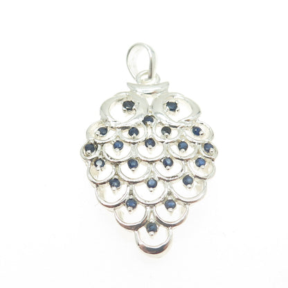 925 Sterling Silver Real Sapphire Pinecone Pendant