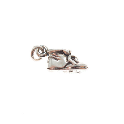 SUNWEST 925 Sterling Silver Vintage Shoe Oxidized Minimalist 3D Charm Pendant