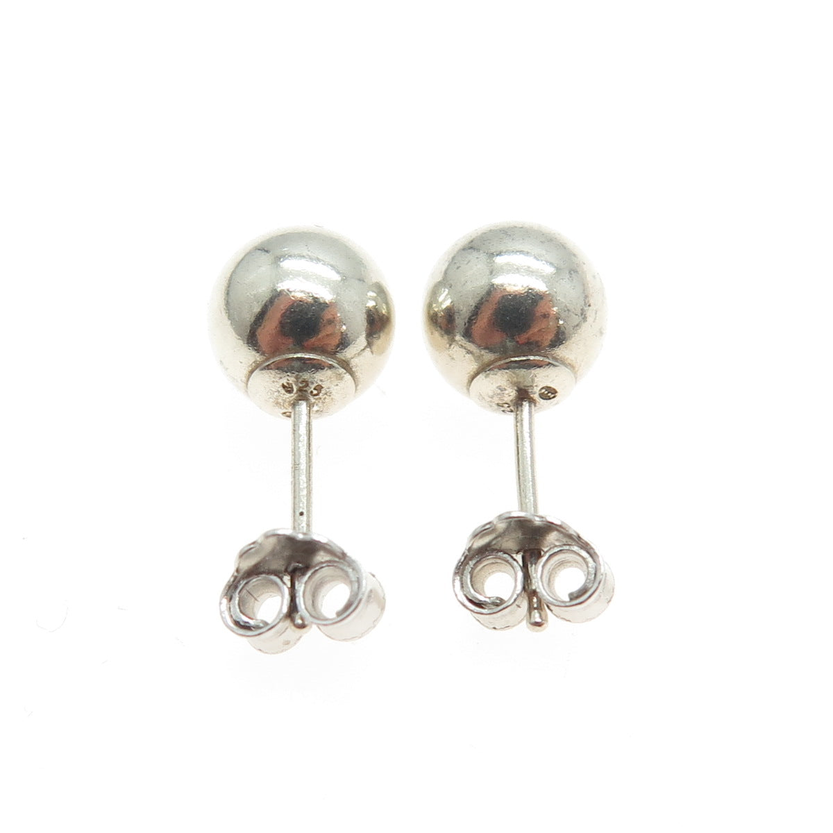 925 Sterling Silver Vintage Ball Beads Stud Earrings