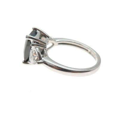 925 Sterling Silver Blue & White C Z Ring Size 7.75