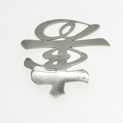 950 Silver Antique Chinese Character "Longevity" Pin Brooch