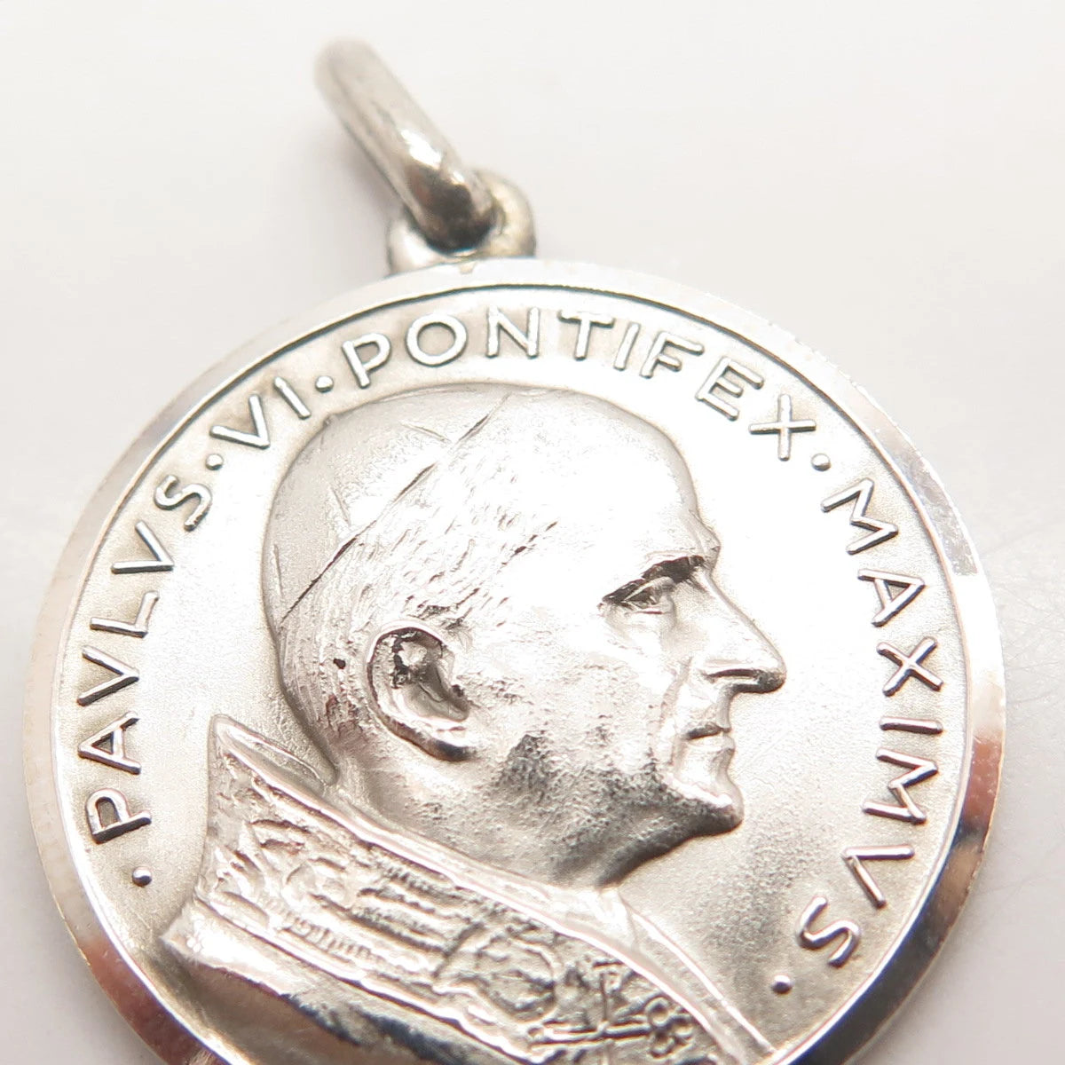 800 Silver Vintage Roma Pope Paulus VI Pontifex Max. Medal Pendant