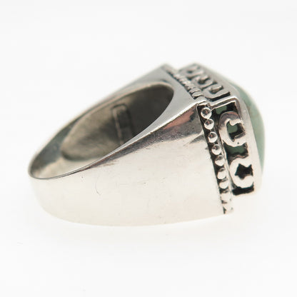 Sidney Evan 925 Sterling Silver Vintage Real Turquoise Oxidized Ring Size 8