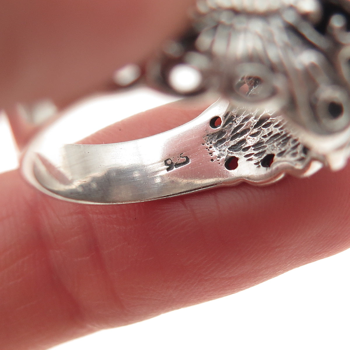 Chapal Zenray Sterling Silver Vintage Real Black Onyx Butterfly Ring Size 7.25