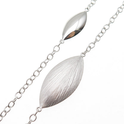 925 Sterling Silver Petal Station Cable Chain Necklace 28"