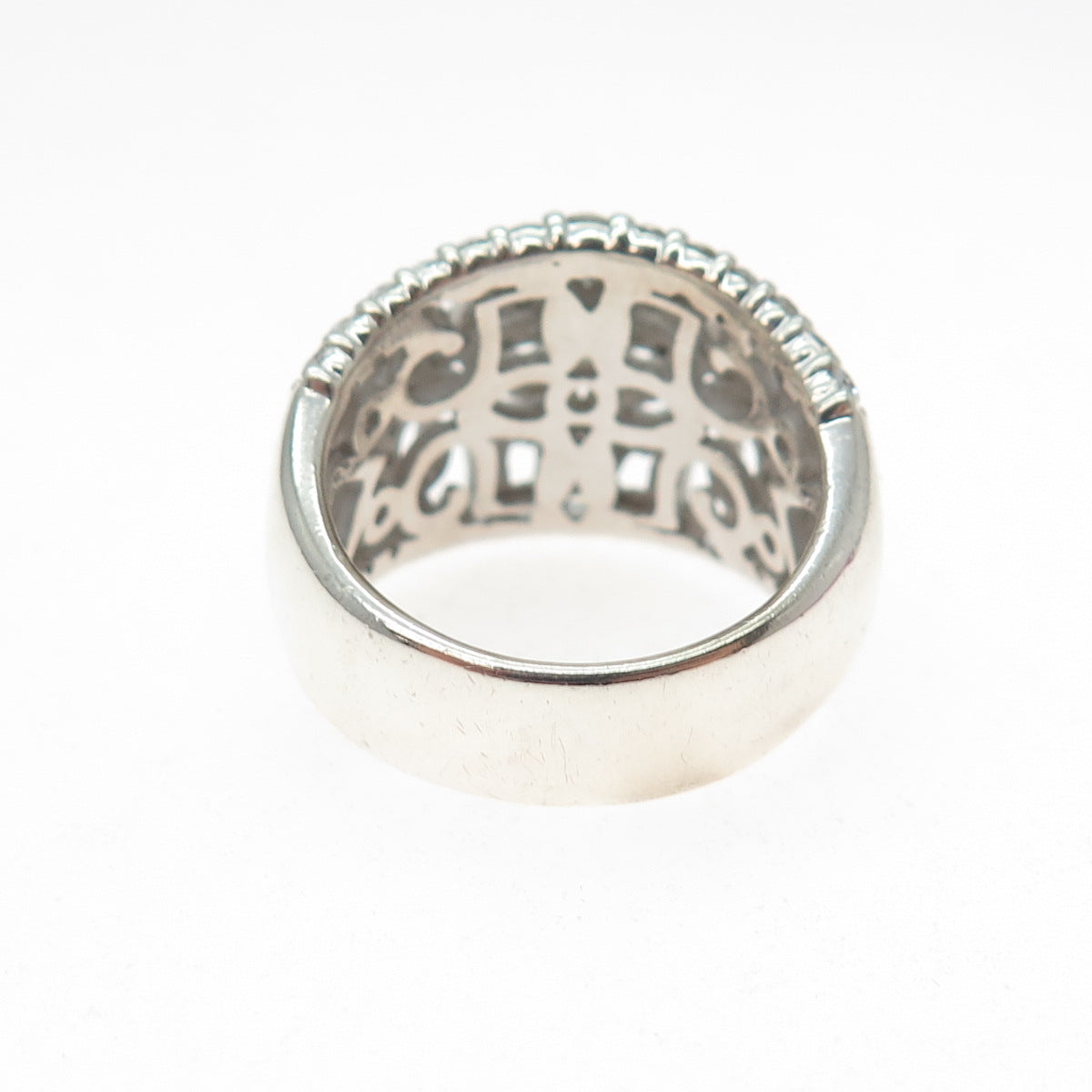 925 Sterling Silver Round-Cut C Z Ornate Ring Size 7.25