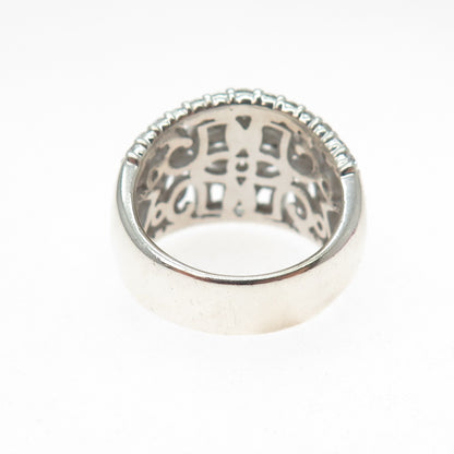 925 Sterling Silver Round-Cut C Z Ornate Ring Size 7.25