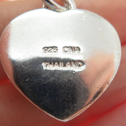 CNA PRANDA 925 Sterling Silver Vintage Real Lavender Jade Heart Charm Pendant