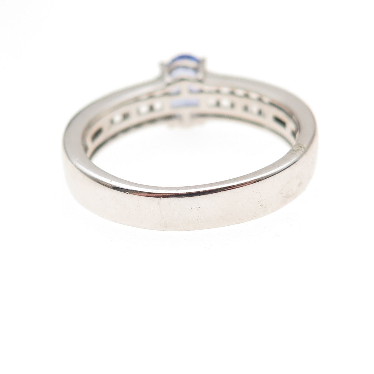 Chuck Clemency 925 Sterling Silver Real Tanzanite & White Topaz Ring Size 8.25