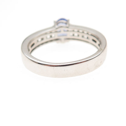 Chuck Clemency 925 Sterling Silver Real Tanzanite & White Topaz Ring Size 8.25