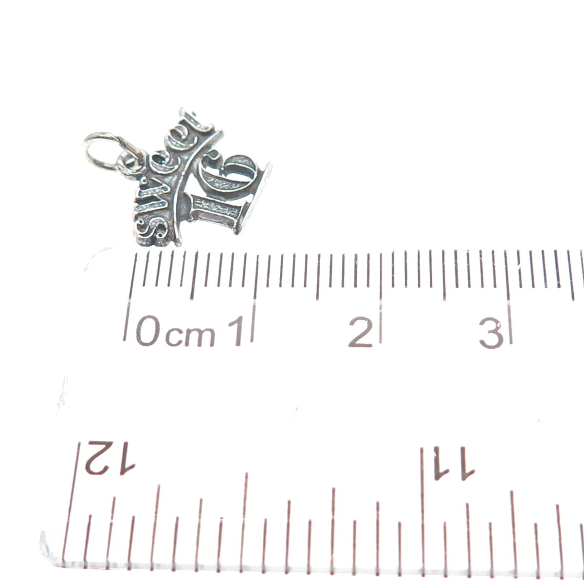 SUNWEST 925 Sterling Silver Vintage Sweet 16 Oxidized Minimalist Charm Pendant